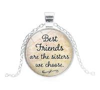 Collar con colgante con cita "Best Friends Are The Sisters We Choice", regalo para amigos, plata duradera, servicio profesional de la moda