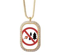 Collar con colgante con el logotipo de No Fire in the Necklace Diamond Crystal Golden Jewelry