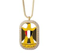 Collar con colgante con emblema nacional de Egipto y diamantes de cristal dorado
