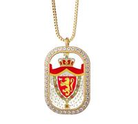 Collar con colgante con emblema nacional de Noruega, símbolo del país, diamantes de cristal, joyería dorada