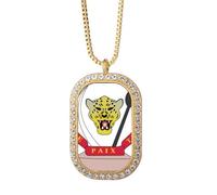 Collar con colgante con emblema nacional del Congo y diamantes de cristal dorado