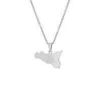 Collar Con Colgante Con Símbolo De Sicilia,Collar Con Colgante De Bandera Étnica De Sicilia,Joyería,Mapa Patriótico De Moda,Joyería De Hip Hop,Regalo Conmemorativo De Personalidad,Blanco,50Cm O 1