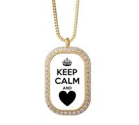 Collar con colgante con texto en inglés «Keep Calm And Love», color rojo, con texto en inglés «Keep Calm