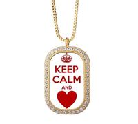 Collar con colgante con texto en inglés «Keep Calm And Love» con texto en inglés «Keep Calm And