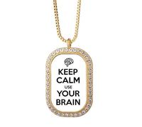 Collar con colgante con texto en inglés «Keep Calm And Use Your Brain» con texto en inglés «Keep Calm And
