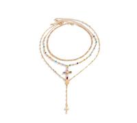 Collar con colgante cruzado de cristal ajustable, cadena de clavícula, joyería ligera para mujer, accesorios de moda, collar con colgante de aleación de moda, talla única, como se describe, como se