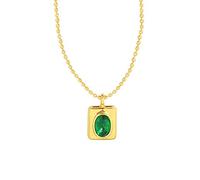 Collar con Colgante Cuadrado de Cristal con Incrustaciones de Oro de 18 Quilates Chapado en Acero de Titanio Vintage Simple, Regalo de joyería Exquisito para Mujer