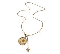 Collar con colgante de abeja con flor seca vintage Collar con colgante de abeja para mujer de moda Gargantilla con crisantemo color dorado Regalos de joyería de cadena larga Fashion proces