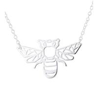 Collar con colgante de abeja vacía en forma de insecto lindo Cadena corta, color plata Creativo y útilUn diseño simple y refinado