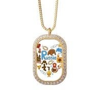 Collar con colgante de acordeón de la catedral de la albahaca de Rusia con diamantes de cristal dorado