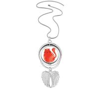 Collar con colgante de acuarela de gato gordo naranja con alas de ángel, joyería giratoria