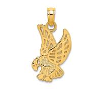 Collar con colgante de águila de oro de 10 quilates con cabeza hacia abajo y alas de ángel para mujer