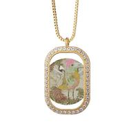 Collar con colgante de ala de pájaro de flores Ukiyo-e Japón con diamantes de cristal dorado