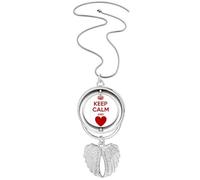 Collar con colgante de alas de ángel con cita roja «Keep Calm And Love»