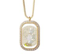 Collar con colgante de alas de flores japonesas ukiyo-e con diamantes de cristal dorado