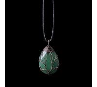 Collar Con Colgante De Árbol De La Suerte Con Herida De Alambre De Cristal De Piedra Natural, Joyería Para Mujer, Gargantilla, Regalos Para Novia,Aventurina Verde