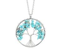 Collar Con Colgante De Árbol De La Vida, Cristales, Piedras Preciosas Naturales Pulidas, Alambre Envuelto, Hecho A Mano, Cristales Curativos De Los 7 Chakras, Regalo Para Mujeres, Hombres Y Tu Mejo