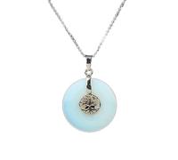 Collar Con Colgante De Árbol De La Vida De Cristal Natural, Piedra Redonda, Símbolo De Donut, Colgante De La Suerte Y La Salud, Joyería Bohemia, Regalo Para Mamá, Esposa, Cumpleaños, Aniversari