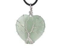 Collar Con Colgante De Árbol De La Vida Envuelto En Alambre, Colgante De Corazón Reiki, Collar De Cristal Energético, Piedra Preciosa Natural Hecha A Mano Para Mujeres Y Hombres, Joyería Bohemia