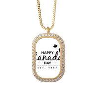 Collar con colgante de arce con eslogan del 4 de julio, con cristales y diamantes de imitación