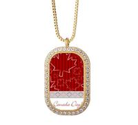 Collar con colgante de arce del 4 de julio con el feliz día de Canadá y diamantes de cristal dorado