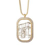 Collar con colgante de arco de Roma y cristal de diamantes de oro