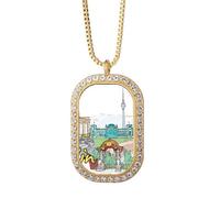 Collar con colgante de arquitectura de Alemania Berlín con diamantes de cristal dorado