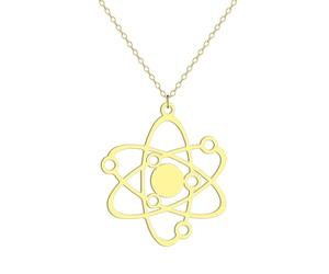 Collar con colgante de átomo de carbono para mujer, diseño de planeta, física, ciencia, joyería griega, regalo
