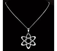 Collar con Colgante de Átomo de Carbono y para Hombre, Collares de Física, Química y Ciencia, Joyería de Acero Inoxidable Color Plateado