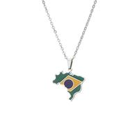 Collar Con Colgante De Bandera De Mapa De Brasil Bohemio, Gargantilla Colgante Con Contorno Nacional De La Bandera De Las Ciudades, Collar Patriótico Retro De Brasil, Joyería Para Mujeres Y Niñas,
