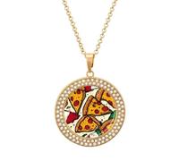 Collar con colgante de bandera italiana de pizza de Italia, joyería de diamantes de moda para mujeres y hombres, plata y oro, talla única, Metal, No es una piedra preciosa