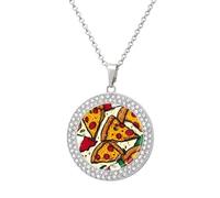 Collar con colgante de bandera italiana de pizza de Italia, joyería de diamantes de moda para mujeres y hombres, plata y oro, talla única, Metal, No es una piedra preciosa