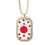 Collar con colgante de bandera nacional de la cultura japonesa con diamantes de cristal dorado