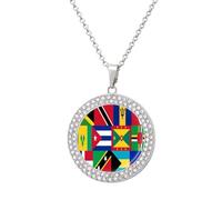 Collar con colgante de bandera nacional del Caribe y las Indias Occidentales, joyería de diamantes de moda para mujeres y hombres, plata y oro, talla única, Metal, No es una piedra preciosa