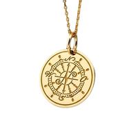 Collar con colgante de brújula de plata de ley 925 y oro |LK_NLC_00275 | Collar con disco botánico celestial redondo chapado y grabado de 22-24 mm con cadena de cable de 18 pulgadas con significado