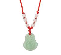 Collar con colgante de Buda para mujeres y hombres, collar de cadena de cuerda roja ajustable, oro verde, blanco, cabeza de Buda, buena suerte y protección, vidrio, sin piedras preciosas, vidrio, sin