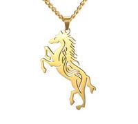 Collar con colgante de caballo de acero inoxidable para mujeres y hombres, regalos para amantes de los caballos, joyería de animales