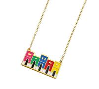 Collar con colgante de casa de Puerto Rico en oro o plata, cadena de clavícula de acero inoxidable resistente para mujer, collar de acero inoxidable, One Size, Como se describe, como se describe