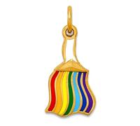 Collar con colgante de cepillo de arco iris esmaltado pulido de oro amarillo macizo de 14 quilates, 10,5 mm, regalo de joyería para mamá, talla única, Metal esmaltado metal, No es una piedra preciosa