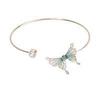 Collar con colgante de círculo, pulsera de mariposa ajustable, anillo de mariposa ajustable, adecuado para el día de la madre, día de Acción de Gracias, amigos en baile de graduación para mujeres (A