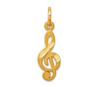 Collar con colgante de clave de sol de oro amarillo sólido de 10 quilates, 20 x 6 mm de ancho, para mujer