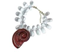 Collar con colgante de concha con temática de playa con cadena de clavícula de longitud ajustable para trajes de vacaciones y fiestas, collar con colgante impermeable, talla única, como se describe