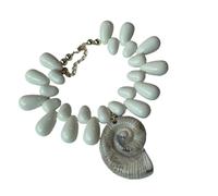 Collar con colgante de concha con temática de playa con cadena de clavícula de longitud ajustable para trajes de vacaciones y fiestas, collar con colgante impermeable, talla única, como se describe