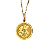 Collar con colgante de concha de nautilus de plata de ley 925 |LK_NLC_01327 | plated round religious medallion 24mm with 18 inch cable chain christian faith jewelry gift for men women