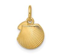 Collar con colgante de concha marina de oro amarillo macizo de 14 quilates de 9,2 mm, regalo de joyería para mamá, talla única, Metal metal Concha, No es una piedra preciosa
