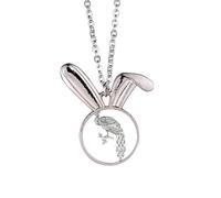 Collar con colgante de conejo colorido con pintura de pájaro, conejo, joyería de regalo