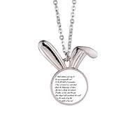 Collar con colgante de conejo con cita de poesía Never Surrender Unbeatable Rabbit