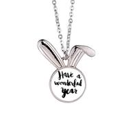 Collar con colgante de conejo con cita "Have A Wonderful Year"
