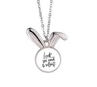 Collar con colgante de conejo con cita "Look See and Be Silencios"