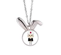 Collar con colgante de conejo con diseño de bandera de cerezo de Japón, país y Asia